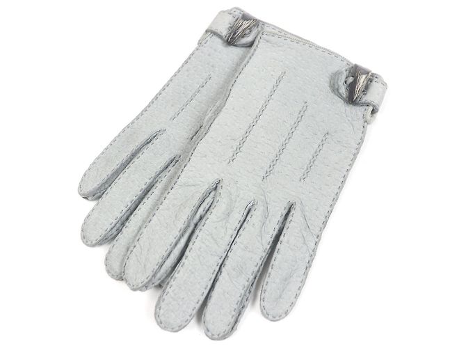 H Motif Lederhandschuhe von Hermès Grau