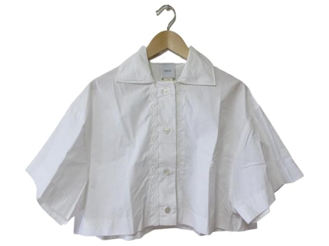 Autre Marque Patou 24SS Cropped Shirt Blouse White Cotton  ref.2583125