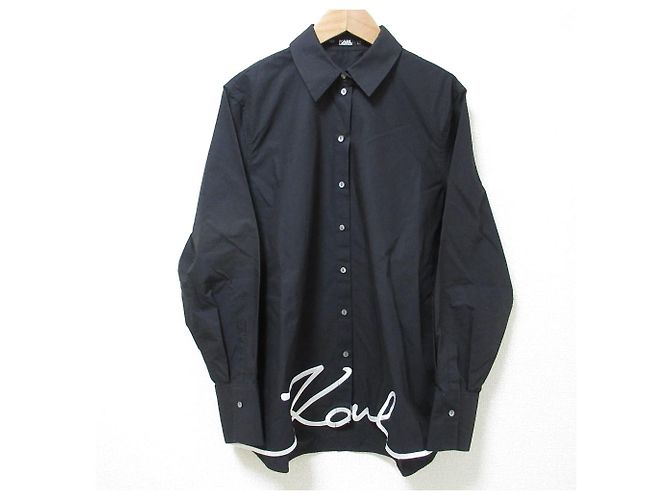 Autre Marque Camicia in cotone ricamata Karl Lagerfeld Nero