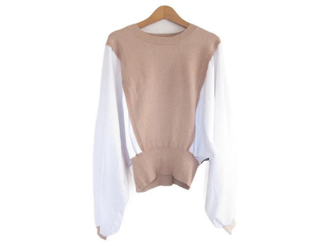 Autre Marque Strickpullover Combo Dolman SILVIAN HEACH Weiß Beige