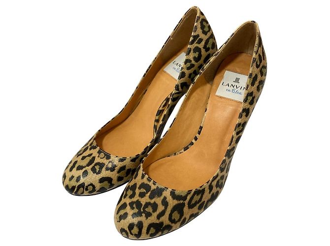 Escarpins Léopard LANVIN en Bleu Noir Beige
