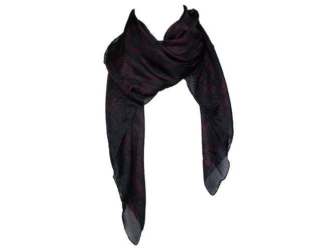 Bufanda transparente con estampado de calavera Alexander McQueen Negro Roja