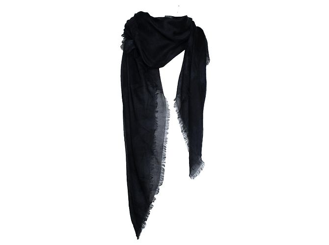 Sciarpa con frange stampata cameo nera di Valentino Nero