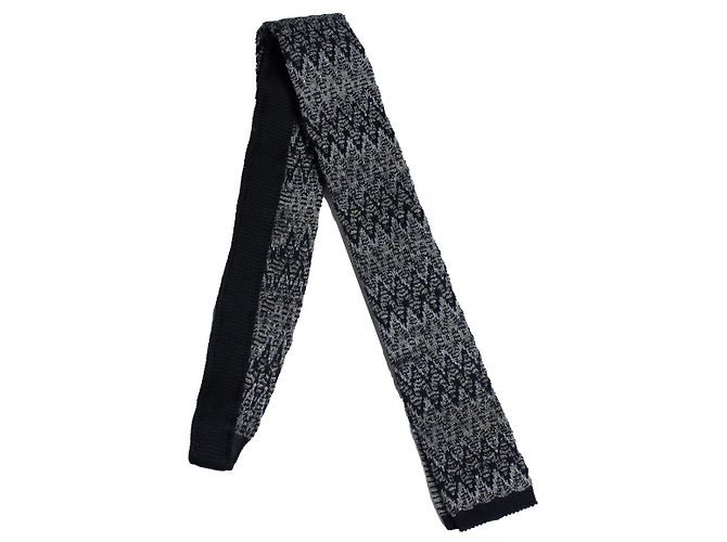 Missoni, cravatta in maglia nera e grigia Nero Grigio