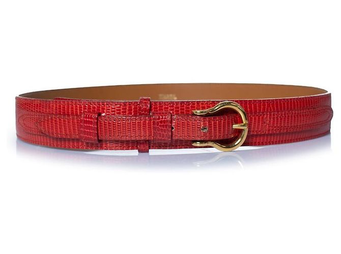 Autre Marque Harel Paris, Cinturón de cuero de lagarto rojo Roja