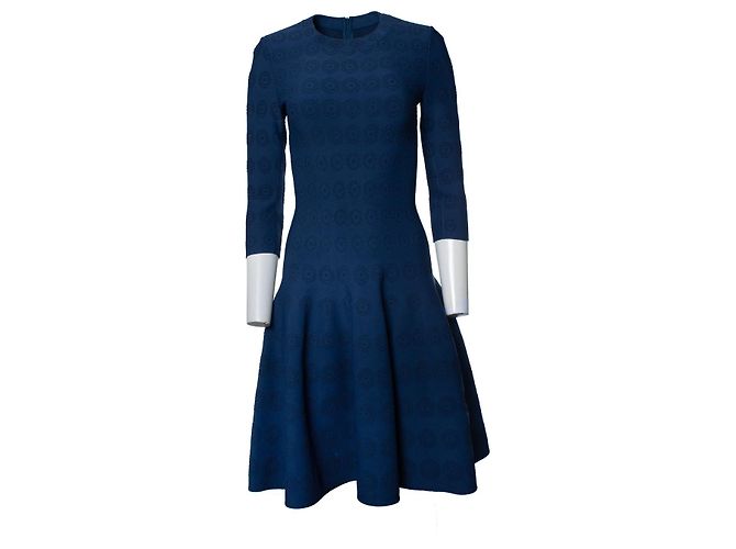 Alaïa Alaia, blue flared dress with pattern