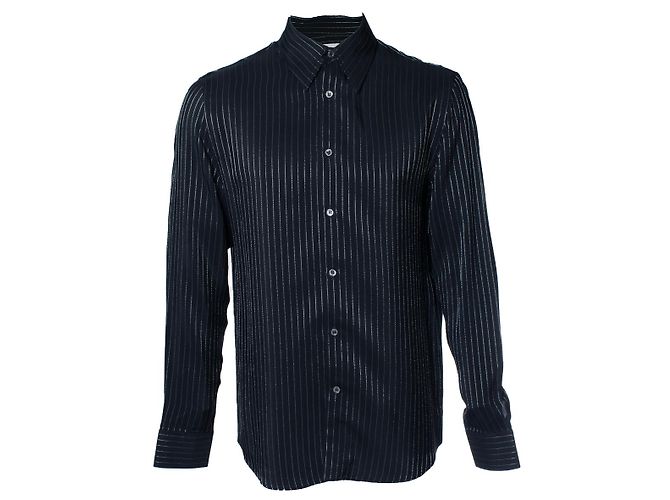 Camisa listrada de lurex preto Alexander McQueen
