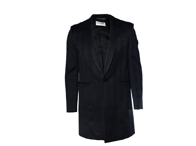 Saint Laurent, Langer Jacquard-gewebter Blazer Schwarz