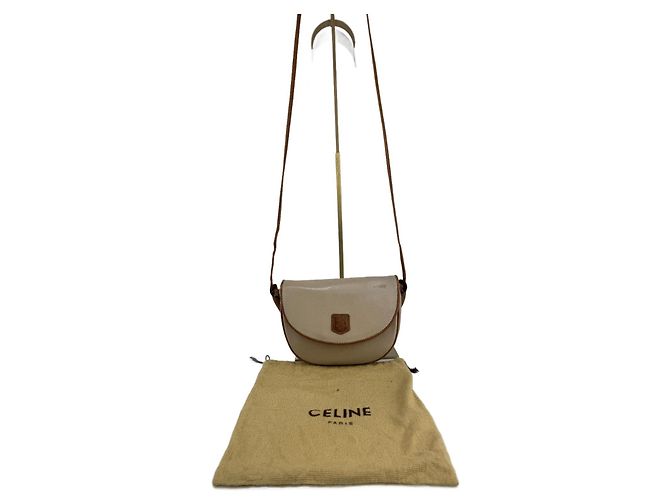 Céline Bolsa de ombro Celine em couro bege e marrom.304