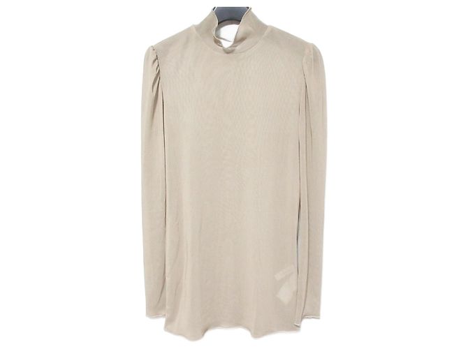 Autre Marque AMERI Hochkragen durchsichtiger Schnitt Beige