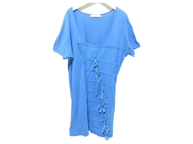 Stella Mc Cartney Vestido de algodão com decote em U e mangas curtas Stella McCartney Azul