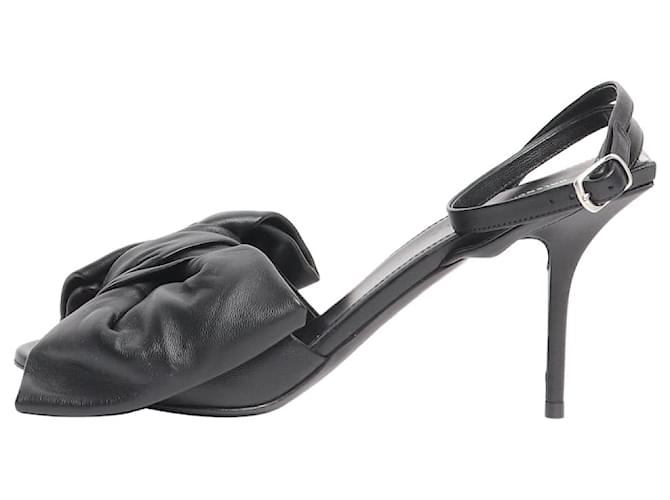 Balenciaga Black leather bow front heels - size EU 39  ref.2583687