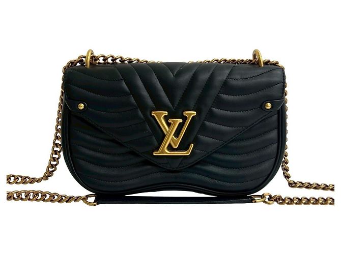 Bolsa de ombro de couro New Wave com corrente 2 em 1 Louis Vuitton Preto