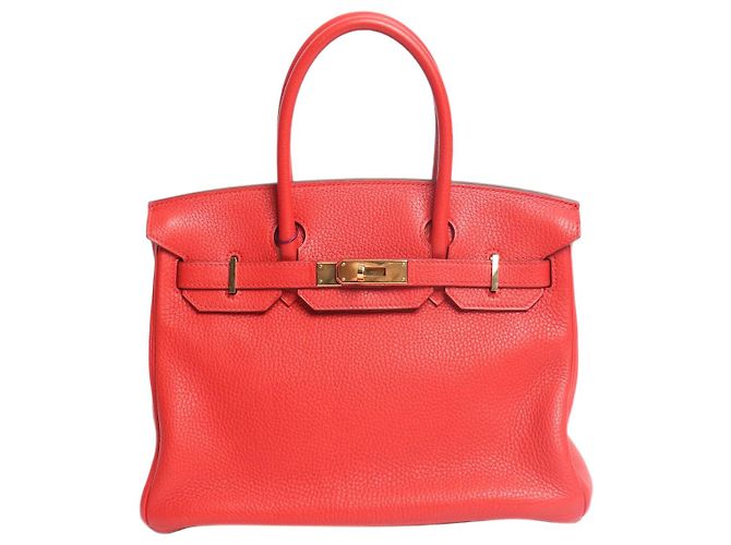 Hermès Bolsa Birkin 30 vermelha em couro Clémence Vermelho