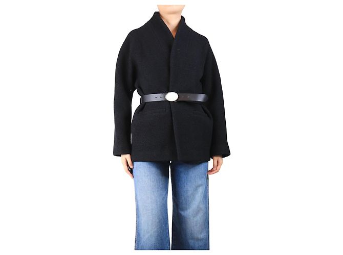 Ba&Sh Black belted wool jacket - size UK 10