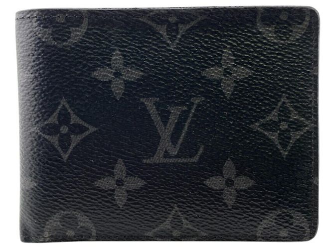 Slender Louis Vuitton Monogram Eclipse Bill Wallet Black