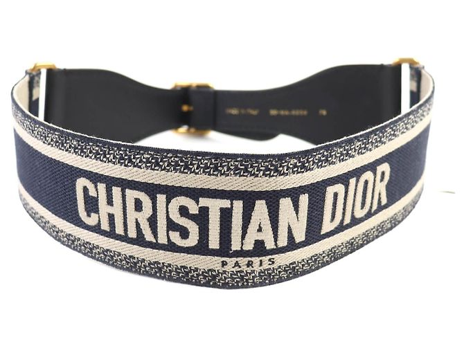 Cinto de couro com bordado do logo Christian Dior Preto