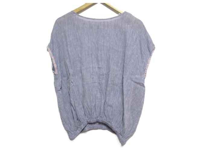 Autre Marque SOIL Leinenpulloverbluse Grau Hellblau 