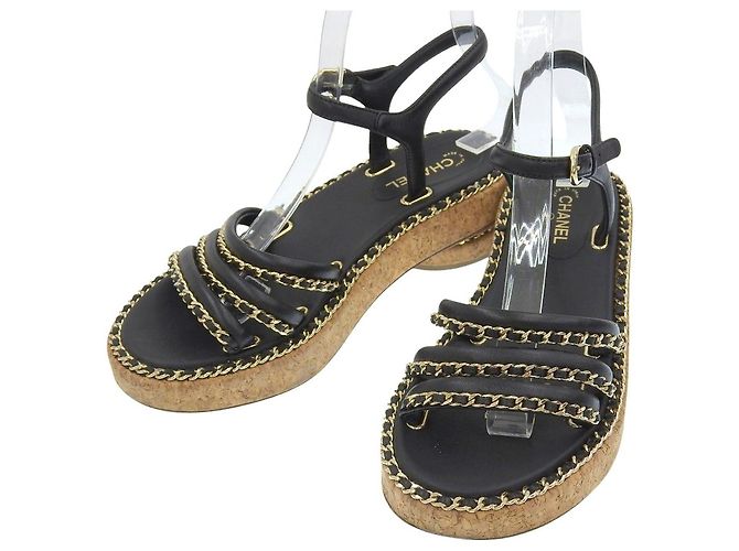 Timeless Sandali in pelle Chanel Coco Mark Nero