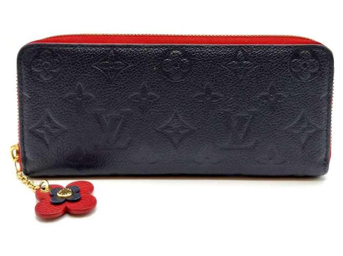 Louis Vuitton Portefeuille Clemence Round Long Wallet Red Navy blue