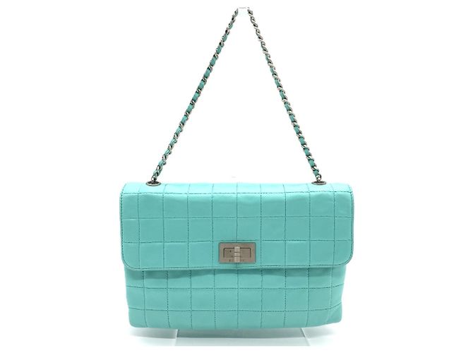 Sac à main Chanel 2.55 Chocobar avec chaîne Turquoise