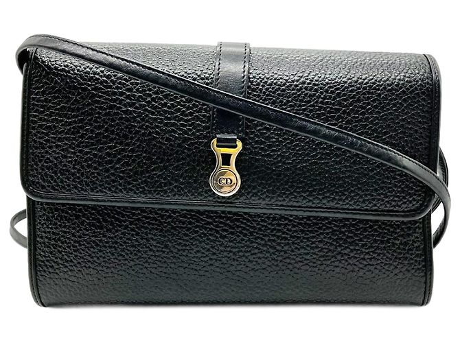 Borsa a spalla in pelle nera Christian Dior Nero