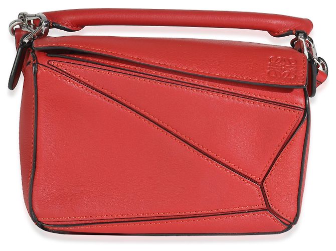 Bolsa Mini Puzzle em Couro de Bezerro Scarlet Loewe Vermelho