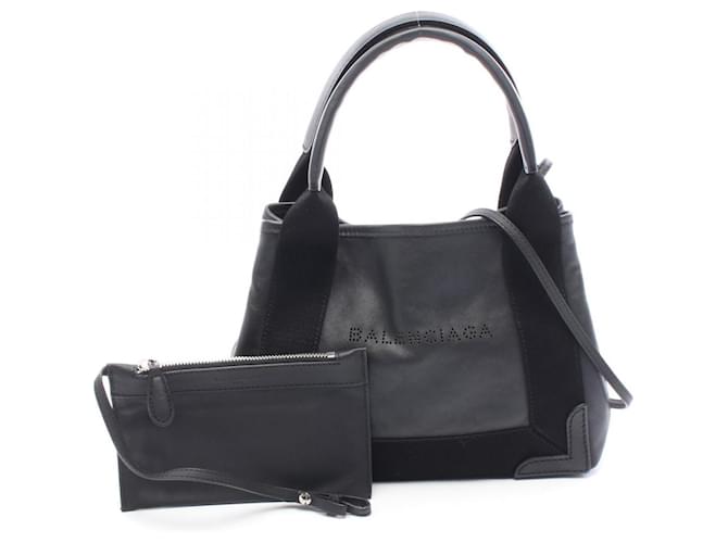 Balenciaga Navy Cabas XS Handbag Black Leather  ref.2584740