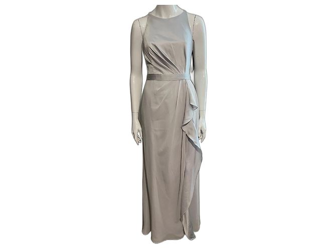 Vera Wang Silver evening gown from satin and chiffon Silvery Grey