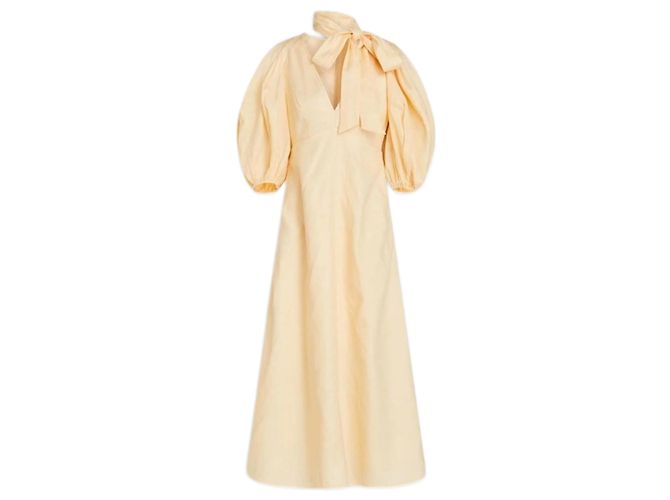 Zimmermann Midi Kleid aus Leinen Gelb