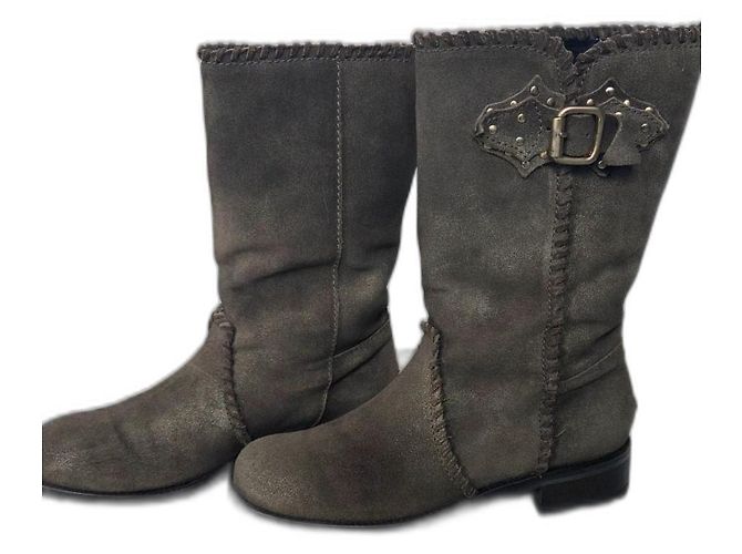 Jimmy Choo Suede Lavado Metálico Hexagonal Caqui