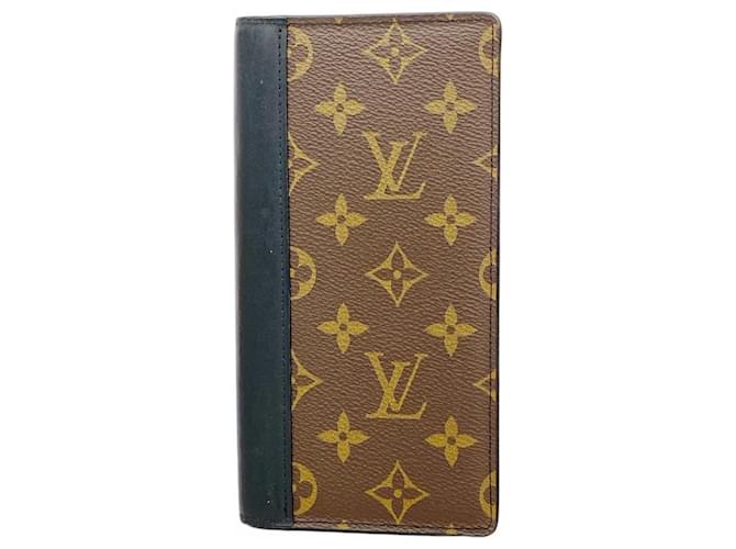 Brazza Louis Vuitton Monogram Macassar Long Wallet Brown Black  ref.2585139