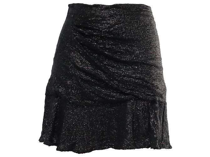 Falda Mini con Lentejuelas Iro Nako en Viscosa Negra Negro