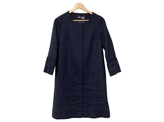 Autre Marque Casaco longo em tweed e renda UNIVERVAL MUSE Azul