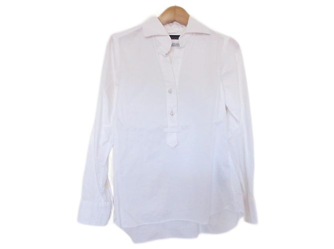 Autre Marque Camisa de manga larga con botones de perla CANCLINI Martinique Blanco