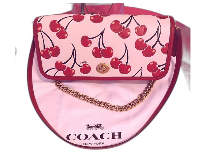 Coach Cherry Pattern Dinky Bag Purple Eggshell
