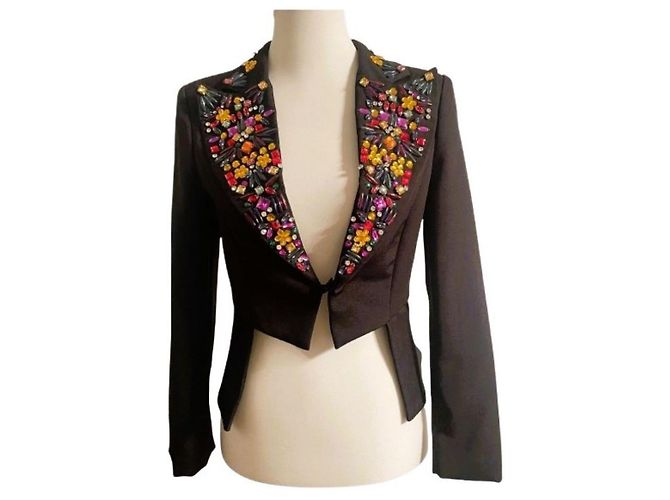 Stunning black DENNY ROSE blazer with colored crystals Multiple colors