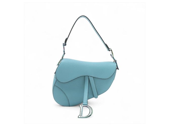 Saddle Dior Bolsa de mão em couro de bezerro graneado sem alça azul