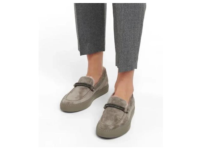 Brunello Cucinelli Slipper Grau