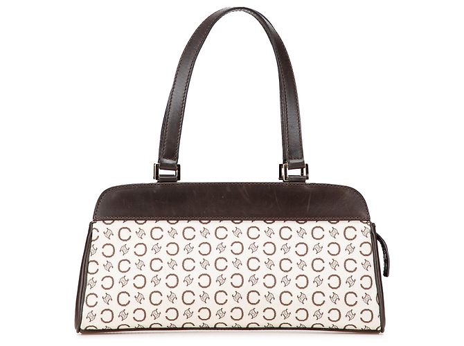 Céline Celine Brown C Macadam Canvas Handbag Beige