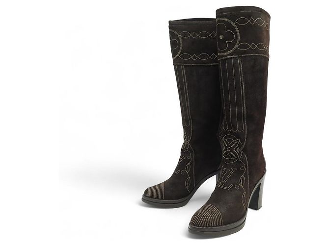 NUEVAS BOTAS ALTAS LOUIS VUITTON BETH 39.5 LOGO LV BOTAS MARRONES Castaño