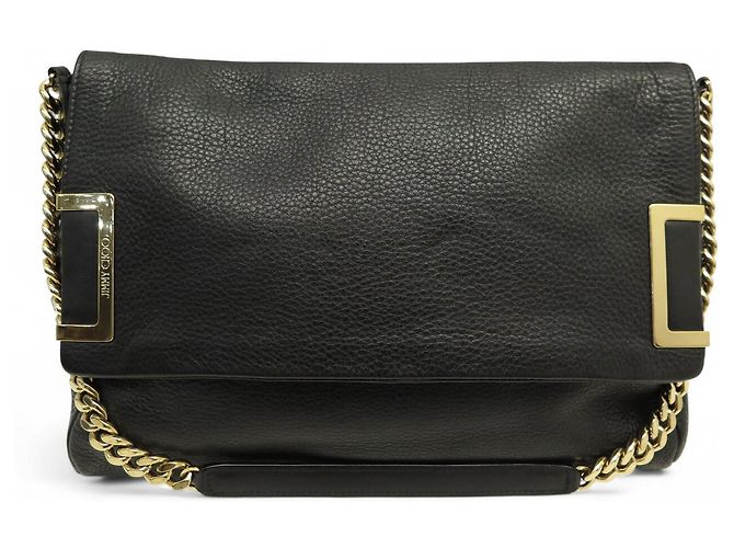 BORSO A MANO JIMMY CHOO ALLY IN PELLE GRAIN NERA CON TRACOLLA