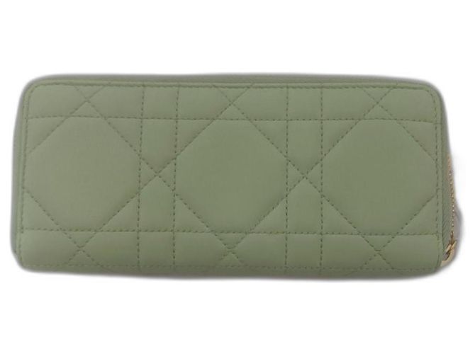 Dior Cannage Lammleder Geldbörse Hellgrün