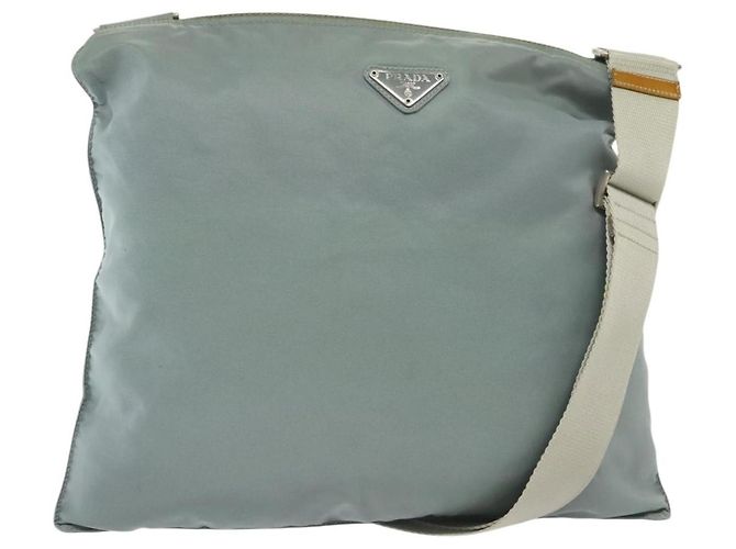 Borsa Messenger Piatta Prada Tessuto Media Blu