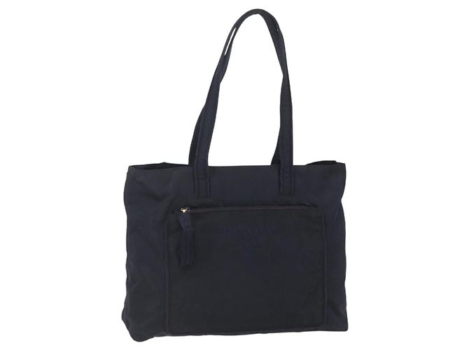 Prada Front Pocket Zip Tote Tessuto Medium Black
