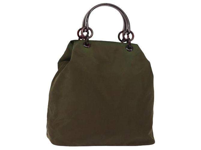 Prada Resin Handle Tote Tessuto Khaki