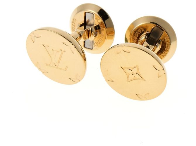 Louis Vuitton Gold Metal Cufflinks Golden
