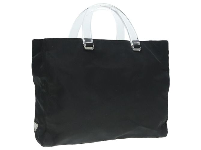 Prada Resin Handle Tote Tessuto Black