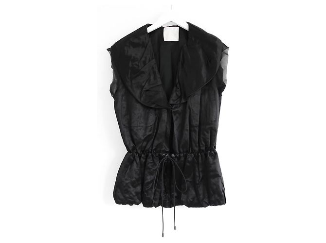Lanvin x Alber Elbaz Spring 2006 Crinkle Satin Jacket Black