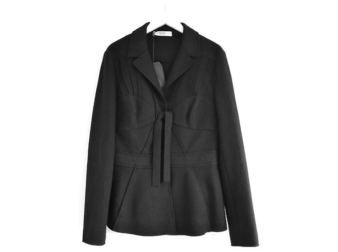 Prada Fall 2008 Black Wool Felt Corset Bust Jacket